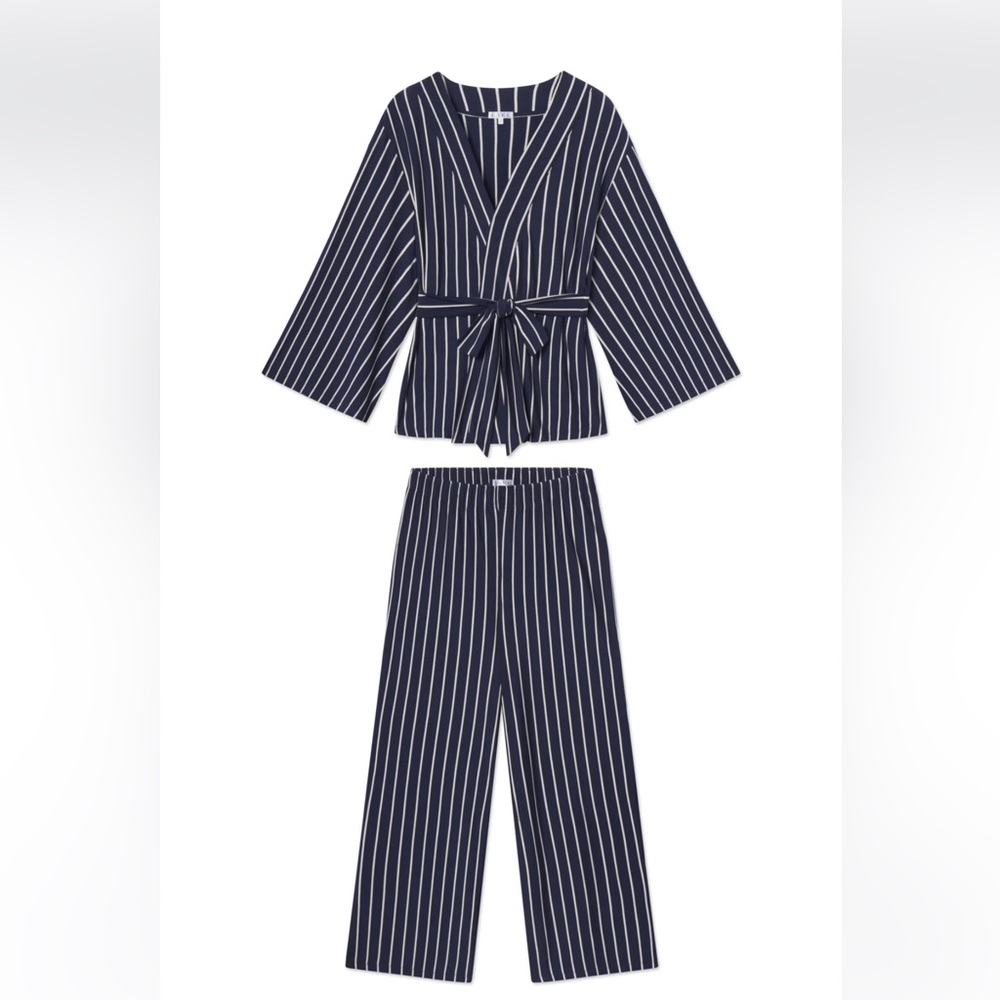 Lake Pajamas - Women’s Kimono PJs - blue & white